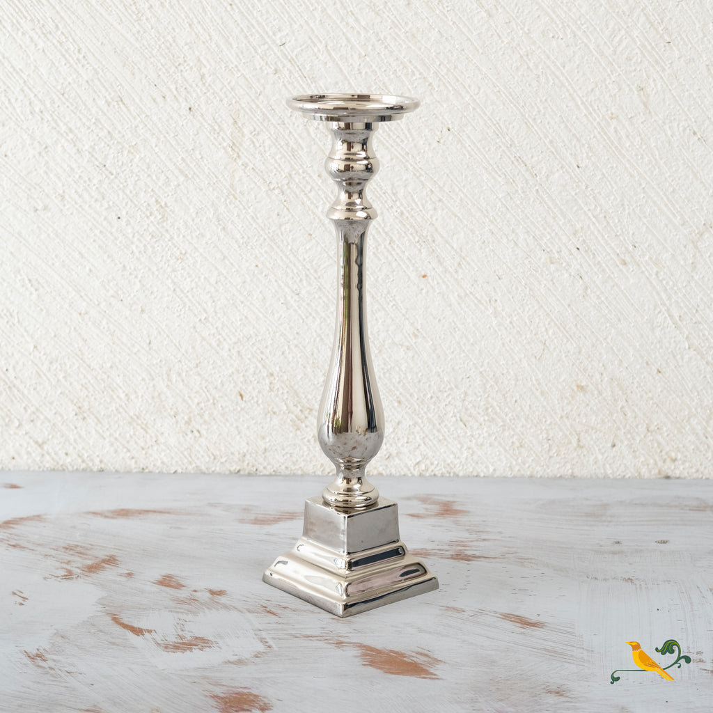 Lustrous Silver Candle Stand